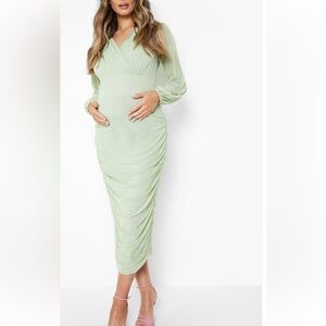 Brand new maternity mesh wrap midi dress with tags. Unworn.